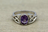 2ct Oval Purple Amethyst Engagement Ring Celtic Trinity Knot 14k White Gold Over