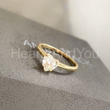 0.7ct Heart Simulated Diamond Solitaire Engagement Ring 14k Yellow Gold Plated