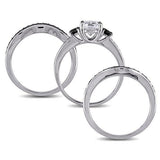 4Ct Round Cut Black Diamond Bridal Trio Set Engagement Ring 14K White Gold Over