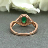 2ct Oval Cut Green Emerald Halo Infinity Engagement Ring 14k Rose Gold Finish