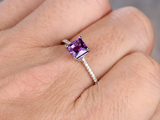 1ct Princess Purple Amethyst Engagement Ring Diamond Accents 14k White Gold Over