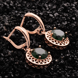 1.5Ct Round Cut Green Emerald Circular Party Drop Earrings 14K Rose Gold Finish