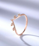 0.7ct Round Cut Diamond Wedding Band Leaf Petals Minimalist 14k Rose Gold Finish