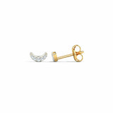 0.3ct Stud Earrings Round Cut Diamond Half Moon Crescent 14k Yellow Gold Finish