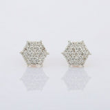 1.56ct Stud Earrings Round Cut Diamond Cluster Design 14k Yellow Gold Finish