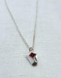 0.7ct Princess Cut Red Garnet Robot Face Pendant with Chain 14k WhiteGold Finish