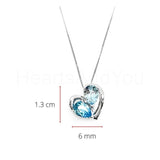 1ct Pear Simulated Aquamarine Heart Shape Valentine Pendant 14k WhiteGold Plated