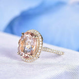 2.5ct Oval Cut Peach Morganite Halo Women Engagement Ring 14k Rose Gold Finish