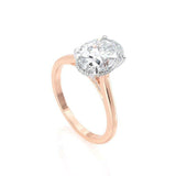 1.5ct Oval Cut Diamond Engagement Ring Hidden Halo Solitaire 14k Dual Gold Over