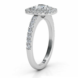 3.1ct Cushion Cut VVS1 Diamond Double Halo Engagement Ring 14k White Gold Finish