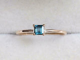 0.5ct Engagement Ring Asscher London Blue Topaz Solitaire 14k Yellow Gold Finish