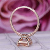 2.6ct Princess Cut Peach Morganite Hidden Halo Choker Ring 14k Rose Gold Finish