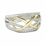 2Ct Round Cut DVVS1 Diamond Infinity Design Wedding Band 14K Dual Gold Finish