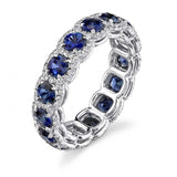 5ct Round Cut Blue Sapphire Cocktail Halo Full Eternity Band 18k White Gold Over