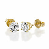 Tiny Women Stud Earrings 0.6ct Round Cut VVS1D Diamond 14k Yellow Gold Finish