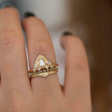 1.5ct Pear Cut Diamond Engagement Ring 14k Yellow Gold Finish Egyptian Crown