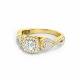 2.4ct Engagement Ring Round Cut Diamond Split Shank Halo 14k Yellow Gold Finish