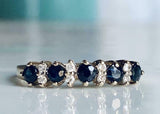 3ct Round Cut Blue Sapphire Diamond Petite Half Eternity Band 14k WhiteGold Over