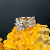 5Ct Princess Cut Diamond Baguette Iced Shank Cocktail Ring 14K White Gold Finish