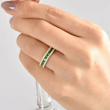 4Ct Princess Cut Green Emerald Gatsby Eternity Wedding Band 14K Yellow Gold Over