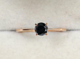 0.5ct Engagement Ring Round Cut Black Diamond Solitaire 14k Rose Gold Finish