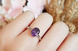 2.5ct Oval Cut Purple Amethyst Engagement Ring 14k White Gold Finish Solitaire