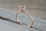 1.3ct Round Cut Morganite Engagement Ring 14k Rose Gold Finish Accents Solitaire