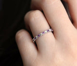 1ct Round Cut Purple Amethyst Eternity Wedding Band Ring 14k White Gold Finish