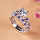 2.5Ct Heart Cut Diamond Amethyst Bridal Set Engagement Ring 14K White Gold Over