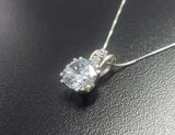 1.5ct Diamond Pendant Round Cut Brilliant Solitaire 14k White Gold Over NO CHAIN