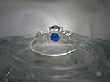 2ct Round Cut Blue Sapphire Diamond Trilogy Engagement Ring 14k WhiteGold Finish