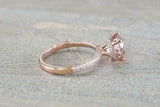 1.2ct Round Cut Morganite Engagement Ring 14k Rose Gold Finish Diamond Accents