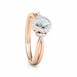 1ct Engagement Ring Pear Cut Diamond Halo Split Shank Design 14k RoseGold Finish