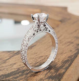 2ct Round Diamond Engagement Ring Vintage Inspired Filigree 14k White Gold Over