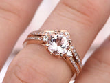 2ct Round Cut Peach Morganite Bridal Set Engagement Ring 14k Rose Gold Finish