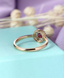 1.7ct Round Cut Pink Ruby Engagement Ring Halo Diamond 14k Yellow Gold Finish