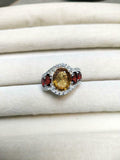 5ct Engagement Ring Oval Cut Yellow Citrine Cocktail 14k White Gold Finish