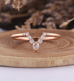 1ct Pear Cut VVS1 Diamond Engagement Ring 14k Rose Gold Finish V Shape Solitaire