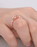 1.6Ct Round Peach Morganite Diamond Accents Engagement Ring 14K Rose Gold Finish