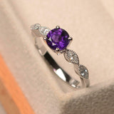 1.5ct Round Purple Amethyst Marquise Accent Engagement Ring 14k White Gold Over