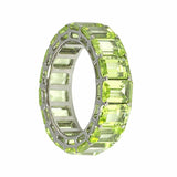 5Ct Emerald Cut Green Peridot Full Eternity Wedding Band 14K White Gold Finish