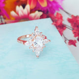 3.5Ct Oval Marquise Cut Diamond Art Deco Engagement Ring 14K Rose Gold Finish