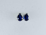 1.4ct Stud Earrings Pear Cut Blue Sapphire Solitaire Design 14k WhiteGold Finish