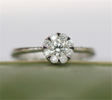 1.2ct Round Cut Diamond Engagement Ring 14k White Gold Finish Flower Petal Women