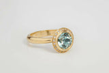 2ct Round Cut Blue Aquamarine Engagement Ring Halo Diamond  18k Yellow Gold Over