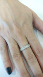 2ct Round Cut Diamond Wedding Band Three Row Half Eternity 14k White Gold Finish