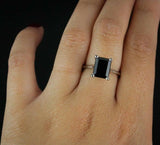 Solitaire Engagement Ring 2.5ct Emerald Cut Black Diamond 14k White Gold Finish