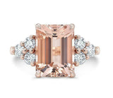 4ct Emerald Morganite Engagement Ring 14k RoseGold Over Solitaire Diamond Accent