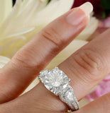 4ct Cushion Diamond Princess Gatsby Cocktail Engagement Ring 14k White Gold Over