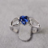 1ct Engagement Ring Heart Cut Blue Sapphire Split Shank 14k White Gold Finish